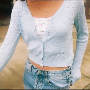 NWT Brandy Melville Blue Eyelet Cardigan